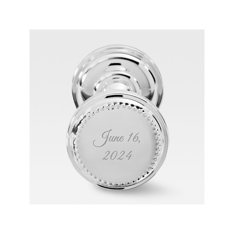 Engraved Silver Beaded Baby Rattle with Gift Box (Free Customization)