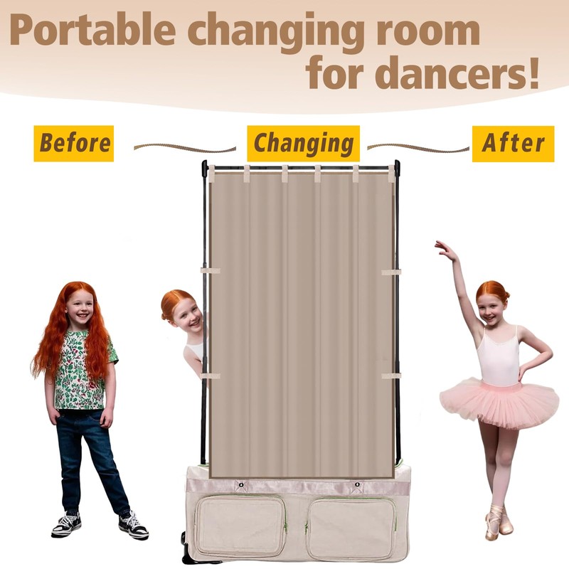 Privacy Curtain for Rolling Dance Bag, 59*31.5 Inch Partition Curtain