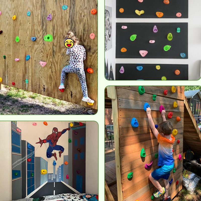 TOPNEW 32 Rock Climbing Holds Multi Size for Kids, Adult