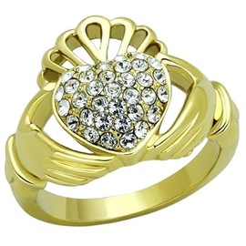 YourJewelleryBox TK1724pb SIMULATED DIAMONDS WOMENS RING CLADDAGH IRISH UNIQUE SIZE N USA 7