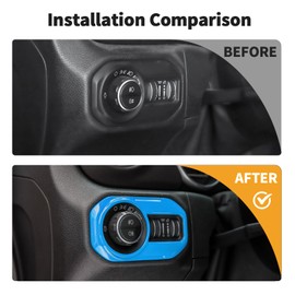 Voodonala for Jeep JL Headlight Switch Trim for 2018-2024+ Jeep Wrangler JL JLU Gladiator JT 4xe Interior Accessories, ABS Light Blue