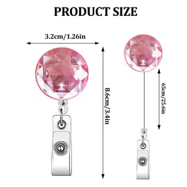 1Pcs Pink Badge Reel Glitter Retractable Badge Reel Acrylic Retractable Badge Holder with Alligator Clip Cute Badge Clip for Nurse ID Card Holders for Medical Nursing Worker Teacher Office Worker