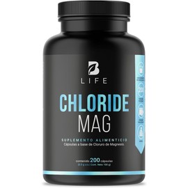 Cloruro de Magnesio 500 mg. 200 Cápsulas Ingredientes naturales. Chloride Mag B Life