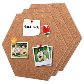 3Pcs Cork Bulletin Board Hexagon, 7.87×6.7”Self Adhesive Corkboard Tiles for Walls Mini Wall Bulletin Boards Thick Tack Boards Hexagon Pin Board for Home Office School Decor Memos Photos Display