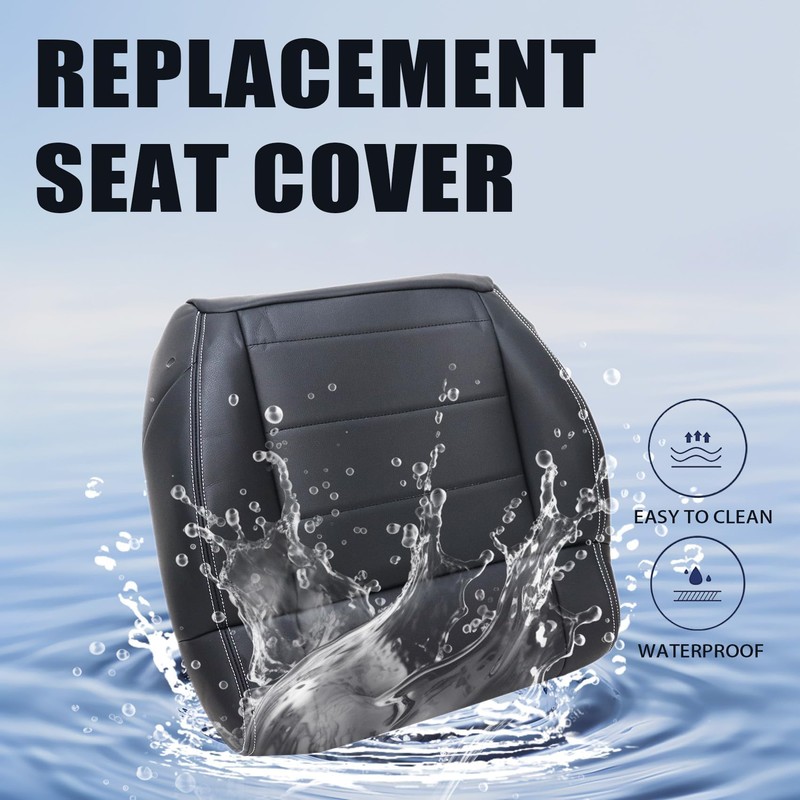 Priprilod Black Leather Driver Side Bottom Replacement Seat Cover Compatible