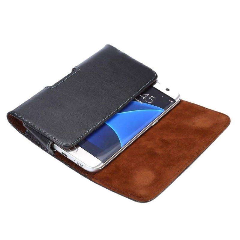DFV mobile - Gürteltasche Echtleder Holster Etui mit Horizontalem Gürtelschlaufen