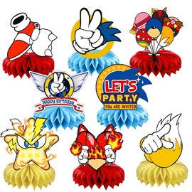 8Pcs Blue Hedgehog Table Centerpiece Birthday Party Supplies Table Decorations for Kids Birthday Decorations