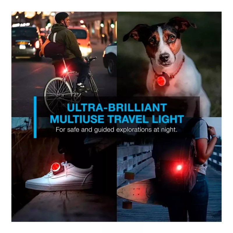 OEM Luz Seguridad Nocturna Clip Rojo Azul Recargable Multifuncio