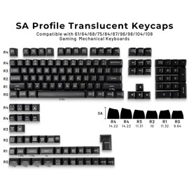 GMKWTL XVX Black Translucent Keycaps, Double Shot PBT Keycaps, SA Profile Key caps 100 Percent 142 Keys Compatible with Gateron Cherry MX Switches Mechanical Keyboard