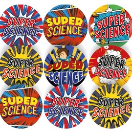 144 Superhero Science - 30mm - Glossy Reward Stickers for Teachers & Parents