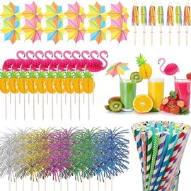 Feishiong 100 Pcs Drink Umbrellas,Cocktail Umbrellas for Drinks, Mini Paper Umbrella Toothpicks Picks, Accessories for Summer Tropical Fruit Hawaiian Party Supplies Decorations