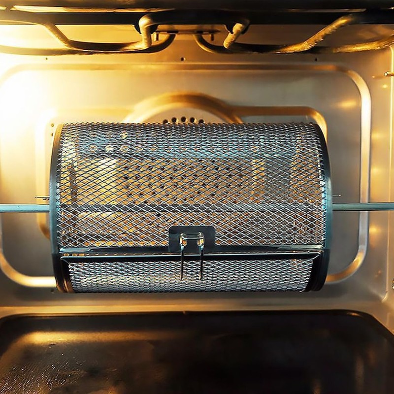 Tower Air Fryer Basket, 360° Rotating Rolling Grill Cage Stainless