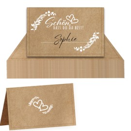 colortouch Place Cards Name Cards Pack of 50 for Writing on Wedding Birthday Confirmation Communion Christening Celebration Name Tags for Labelling Yourself Kraft Look
