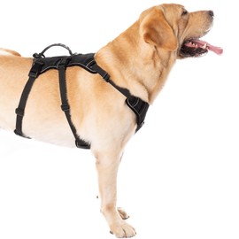 COODEO Dog Harness with Handle, 5 Point Adjustable Escape Proof Dog Harness, Multi-Use Support Dog Lift Harness, Comfort Anti Pull Dog Harness (Black, L)