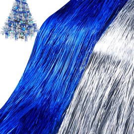 Lyrow 20000 Strands 20" Christmas Tinsel Icicle Strand Garlands Iridescent Xmas Tree Tinsel Strands Christmas Tree Decoration Holiday Birthday Supplies(Gold, White)