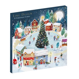 It's Beginning to Look a Lot Like Christmas - Wallet of 8 Premium Christmas Cards in 2 Designs - 12 x 12cm - Gold Embossed - Great British Card Company