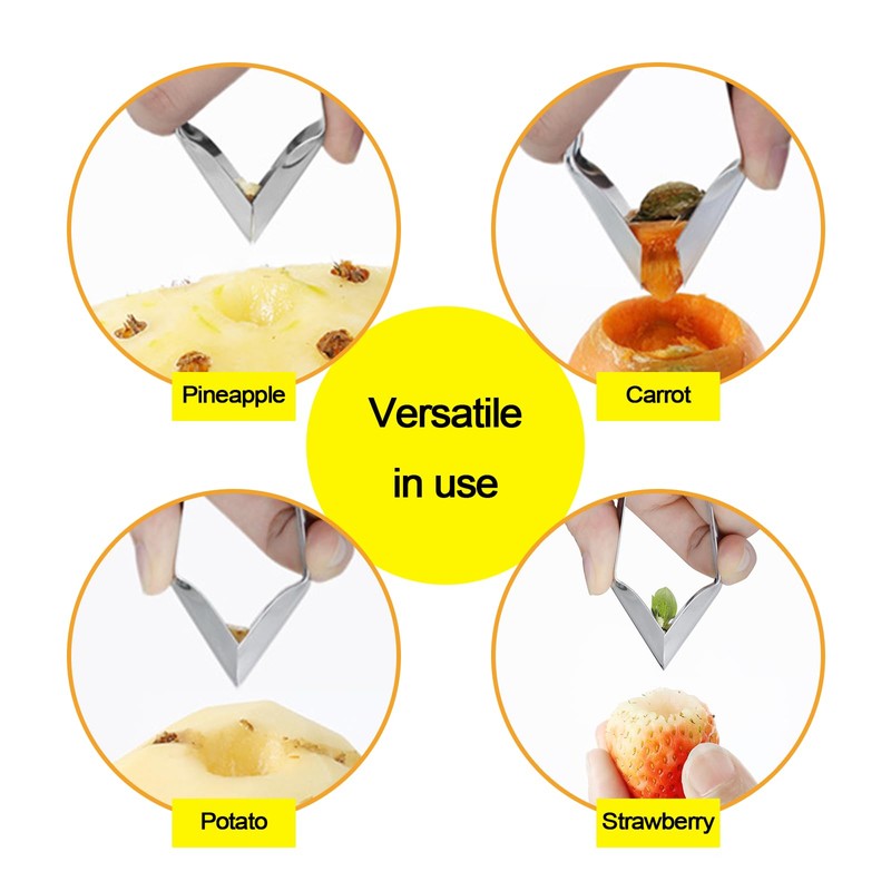 Pineapple Eye Remover & Strawberry Huller, Stainless Steel Corer Tool