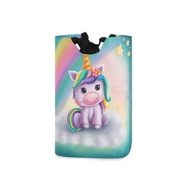 senya Large Storage Basket Collapsible Organizer Bin Laundry Hamper for Nursery Clothes Toys, Cute Rainbow Unicorn