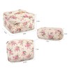 GISMTR 3Pcs Cotton Quilted Makeup Bag Large Travel Cosmetic Bag
