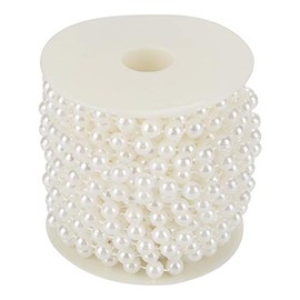 10 m / rollo 8 mm línea de algodón perlas artificiales perlas cadena cadena guirnalda flores decoración de la boda bricolaje artesanal perla cadena (blanco)