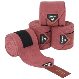 LeMieux Classic Polo Full Exercise Bandages in Plum with Zipped Case - Soft Fleece Protection Wraps - 3.8 m Long - Pack of 4