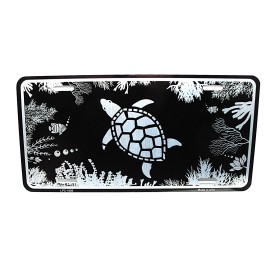 DIGIART INTERNATIONAL SEA TURTLE BLACK BRUSHED Metal Novelty Car license Plate Auto Tag