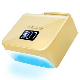 Cordless UV Nail Lamp 220W, Professional LED Nail Lamp with 48 Beads & Touch Display, Rechargeable UV Light for Gel Nails Built-in 3-Timer Modes & Auto Sensor, Fast Curing Nail Dryer (Plating Gold)