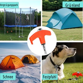 Pack of 10 Heavy Duty Tent Stakes Camping Stakes, 20 cm Ground Anchor Screws, Lightweight and Durable, for Camping, Backpacking, Hiking, Beach, Snow, Sand - Orange