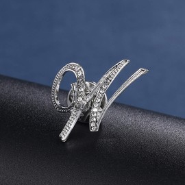 Broche de letra inicial pequeño Pin de solapa con nombre personalizado para mujeres y hombres, color plateado, Diamante de imitación, Aleación.