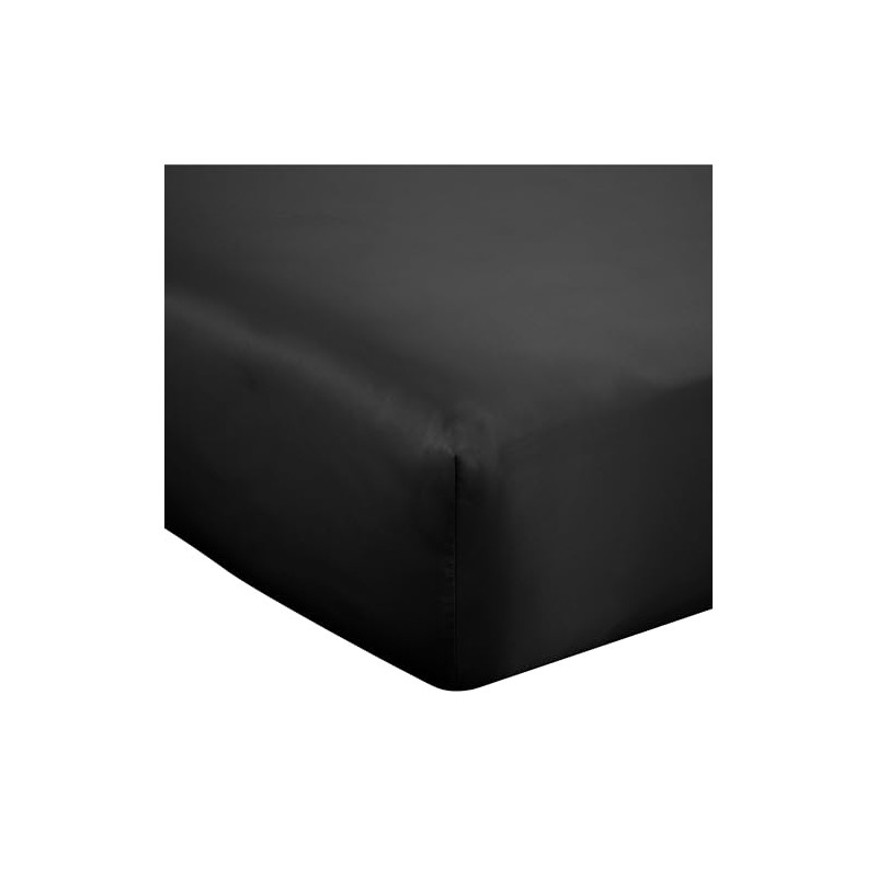 Catherine Lansfield Silky Soft Satin Double Fitted Sheet Black