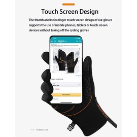 CXW Winter Cycling Gloves, Waterproof Touch Screen Warm Gloves for Men & Women (Black&Orange, XXL)