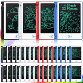 32 Pieces Mini LCD Writing Tablet 4.5 Inch Educational Toys Learning Writing Pad Erasable Drawing Pad Reusable Learning Toy Gift Preschool Art Toys for Girls Boys Birthday Favor (Bright Colors)