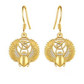 Egyptian Earrings Gold Scarab Earrings 925 Sterling Silver Eye of Horus Earrings Egyptian Jewelry Gifts for Women