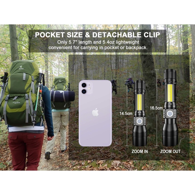 UV Flashlight Black Light, USB Rechargeable Flashlight with Magnetic Base