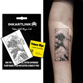 INKARTLINK Semi Permanent Tattoo, creative party tattoo, exquisite and realistic design, interesting tattoo experience, cruelty-free, non-reflective, waterproof (Sea Wave 2)