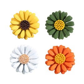 Weenkeey Pack of 4 Daisy Brooch Pin Sunflower Brooch Mini Chrysanthem Brooch Badge Fashion Wedding Bridal Brooch Collar Lapel Pin for Dress Coat Shirts Hats