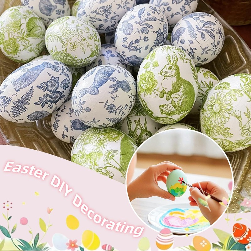 MSACC 12PCS White Wooden Easter Eggs ，Wooden Fake Eggs for
