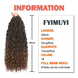 Goddess Locs Crochet Hair 20 Inch 8 Packs Boho Faux Locs Crochet Braids Pre Looped Hippie River Locs Crotchet Hair For Women Human Hair (20Inch (Pack of 8) T1B/30)