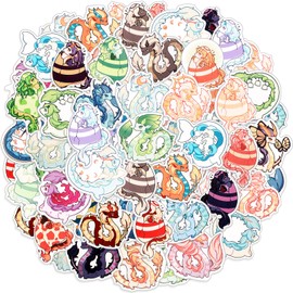 Resurhang 100 Pcs Dragon Decal Dragon Stickers Waterproof Cartoon Dragon Stickers for Water Bottles Cute Vinyl Dragon Stickers Gifts for Girls Boys Teens Laptop Phone Skateboard Luggage Guitar