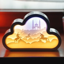 CIM 3D Papercut Lightbox - Light Box Home Accessory - Paper Carving Lamp - Creative Night Lamp (Cloud Dolphins)