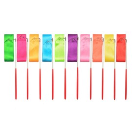 Dance Bands, Pack of 10 Rhythmic Gymnastic Ribbon, 2 Metre Ribbon Sticks for Children, Artistic Dancing, Baton, Twirling (10 Colours)