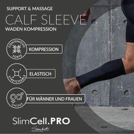 SLIMCELL PRO Calf Compression for Men and Women - Calf Compression, Elastic Calf Band, Elastic Calf Sleeve, Compression Sleeve, Compression Sleeve - Made in Italy, navy
