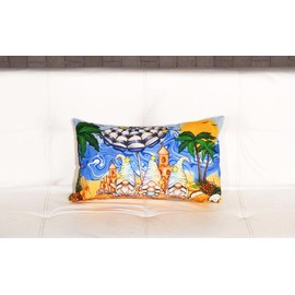 HOMFREEST Summer Lumbar Pillow Cover 12x20 Inch Summer Tropical Beach Palm Trees Blue Decorative Pillows Farmhouse Outdoor Patio Cushion Case for Sofa Couch