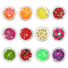 Frcolor 12pcs Nail Fruit Slice Parts Nail Art Sticker Fruit Cut Nail Decor Parts Nail Care Set Jewelry Beads Set Fruit Random Style