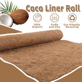 Coco Liner Roll - 16x160 inch Natural Coconut Fiber for Planters, Versatile Flower Baskets, Garden Decoration, Animal Pet Pads - Reptile-Friendly, Ideal for Window Boxes and Nesting Boxes