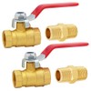 Uenede 2PCS Brass 3/8 Inch NPT Ball Valve and Nipple,
