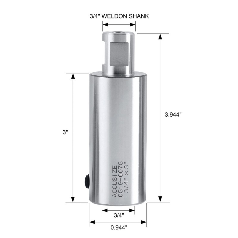 Accusize Industrial Tools 3''/75mm Extension for 3/4'' Weldon Shank Annular