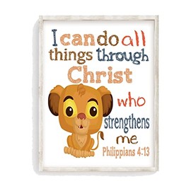 Simba Lion King Christian Bible Verses Quotes Nursery Kids Room Unframed Print I Can Do All Things Through Christ Philippians 4:13
