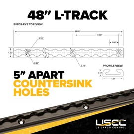 US Cargo Control L Track Tie Down System, Includes (2) USA Made 4-Foot Black Anodized Aluminum L-Track and (4) Black Single Stud O-Ring Fittings, Trailer Tie Down System for Trailers and Truck Beds