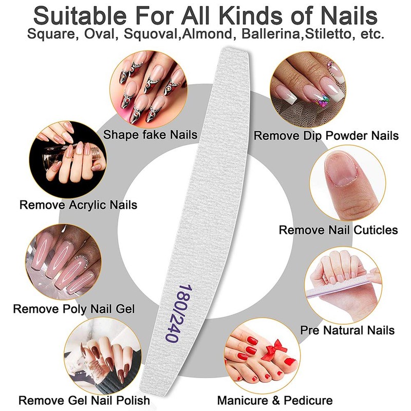 Nail File Nail Files, 180/240 Grit Nail Files for Natural